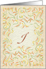 Monogram, Letter I with yellow background card