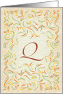 Monogram, Letter Q with yellow background card