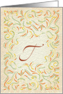Monogram, Letter T with yellow background card