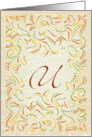 Monogram, Letter U with yellow background card