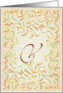 Monogram, Letter V with yellow background card