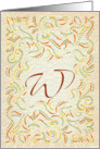 Monogram, Letter W with yellow background card