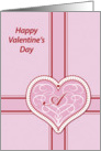 Valentines Day, monogram ’A’ with filigree pink heart, Blank Note Card