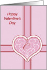 Valentines Day, monogram ’C’ with filigree pink heart, Blank Note Card