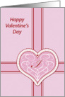 Valentines Day, monogram ’I’ with filigree pink heart, Blank Note Card