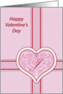 Valentines Day, monogram ’J’ with filigree pink heart, Blank Note Card