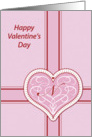 Valentines Day, monogram ’N’ with filigree pink heart, Blank Note Card