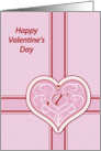 Valentines Day, monogram ’X’ with filigree pink heart, Blank Note Card
