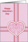 Valentines Day, Filigree Pink Heart, Blank Note Card