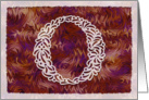 Ornamental Monogram ’O’ with warm red background card