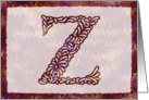 Ornamental Monogram ’Z’ with warm red background card