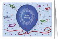 Happy Birthday Puzzle with blue balloon card