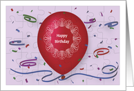 Happy Birthday Puzzle with red balloon card