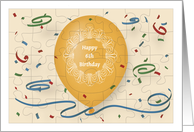 Happy 6th Birthday with orange balloon and puzzle grid card