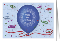 Happy 23rd Birthday with blue balloon and puzzle grid card