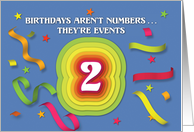 Happy 2nd Birthday Celebration with confetti and streamers card