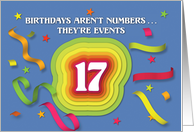 Happy 17th Birthday Celebration with confetti and streamers card