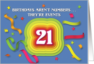 Happy 21st Birthday Celebration with confetti and streamers card