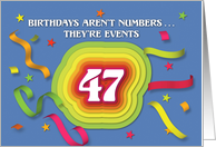 Happy 47th Birthday Celebration with confetti and streamers card