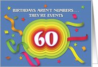 Happy 60th Birthday Celebration with confetti and streamers card