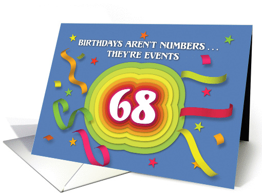 Happy 68th Birthday Celebration with confetti and streamers card