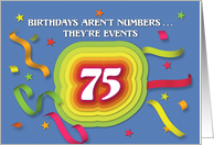 Happy 75th Birthday Celebration with confetti and streamers card