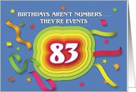 Happy 83rd Birthday Celebration with confetti and streamers card