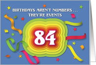 Happy 84th Birthday Celebration with confetti and streamers card