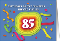 Happy 85th Birthday Celebration with confetti and streamers card