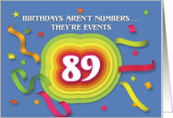 Happy 89th Birthday Celebration with confetti and streamers card