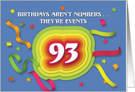 Happy 93rd Birthday Celebration with confetti and streamers card