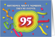 Happy 95th Birthday Celebration with confetti and streamers card