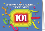 Happy 101st Birthday Celebration with confetti and streamers card