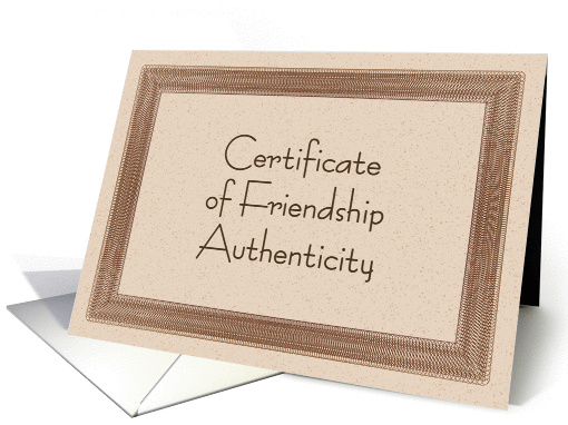 Certificate of Friendship Authenticity card (1117380)