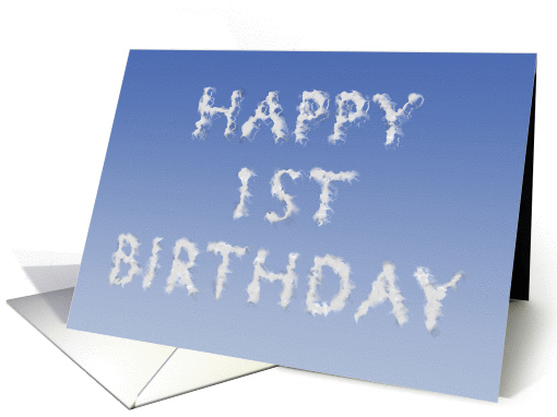 Happy 1st Birthday written in clouds card (1132746)
