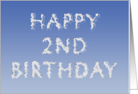Happy 2nd Birthday written in clouds card