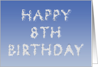 Happy 8th Birthday written in clouds card