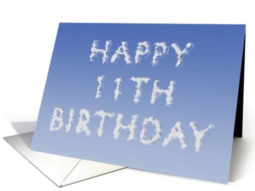 Happy 11th Birthday written in clouds card (1133394)
