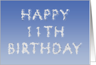 Happy 11th Birthday written in clouds card