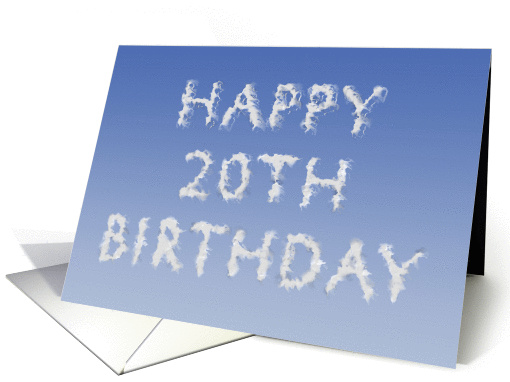 Happy 20th Birthday written in clouds card (1133432)