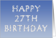 Happy 27th Birthday written in clouds card