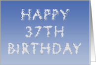 Happy 37th Birthday written in clouds card