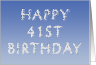 Happy 41st Birthday written in clouds card