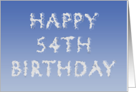Happy 54th Birthday written in clouds card