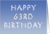 Happy 63rd Birthday written in clouds card