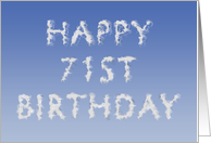 Happy 71st Birthday written in clouds card