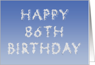 Happy 86th Birthday written in clouds card