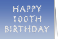 Happy 100th Birthday written in clouds card
