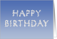 Happy Birthday written in clouds card