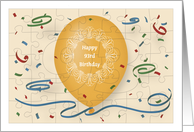 Happy 93rd Birthday with orange balloon and puzzle grid card